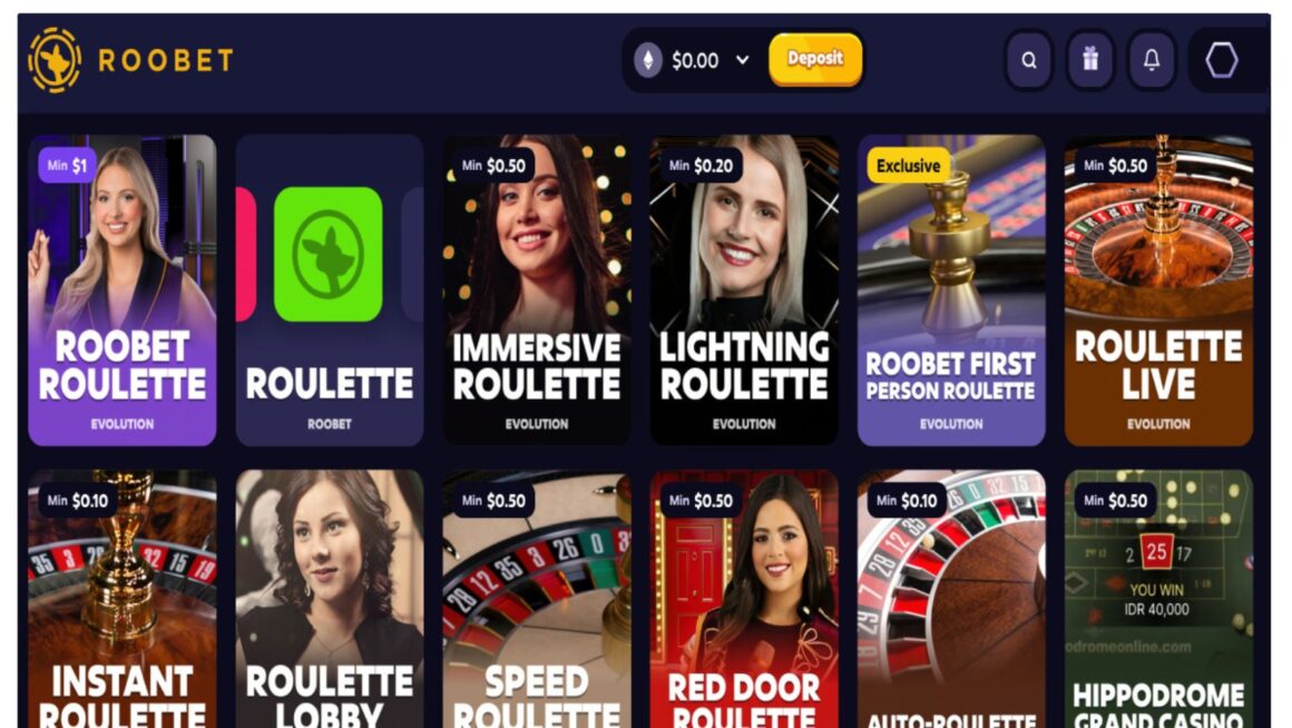 A screenshot of Roobet&rsquo;s roulette games page
